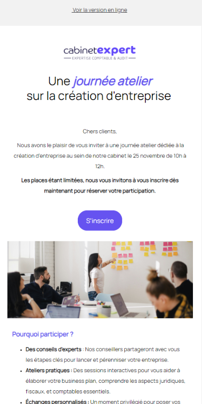 Emailing événement - Cabinet Expert