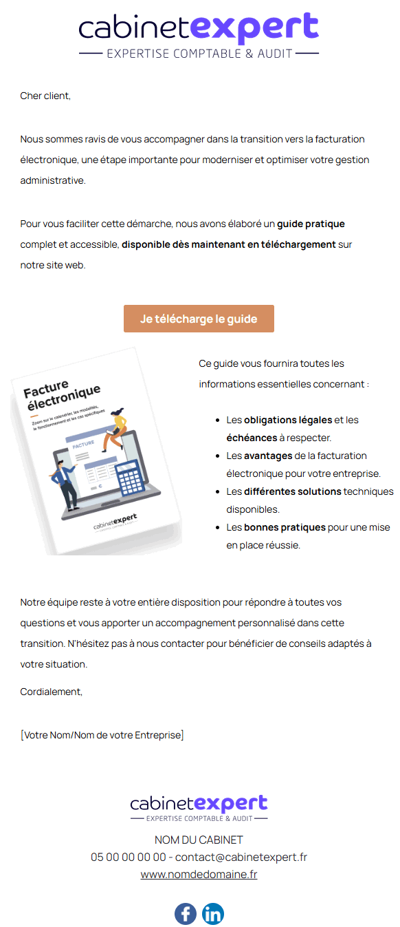 Emailing facturation électronique - Cabinet Expert Comptable