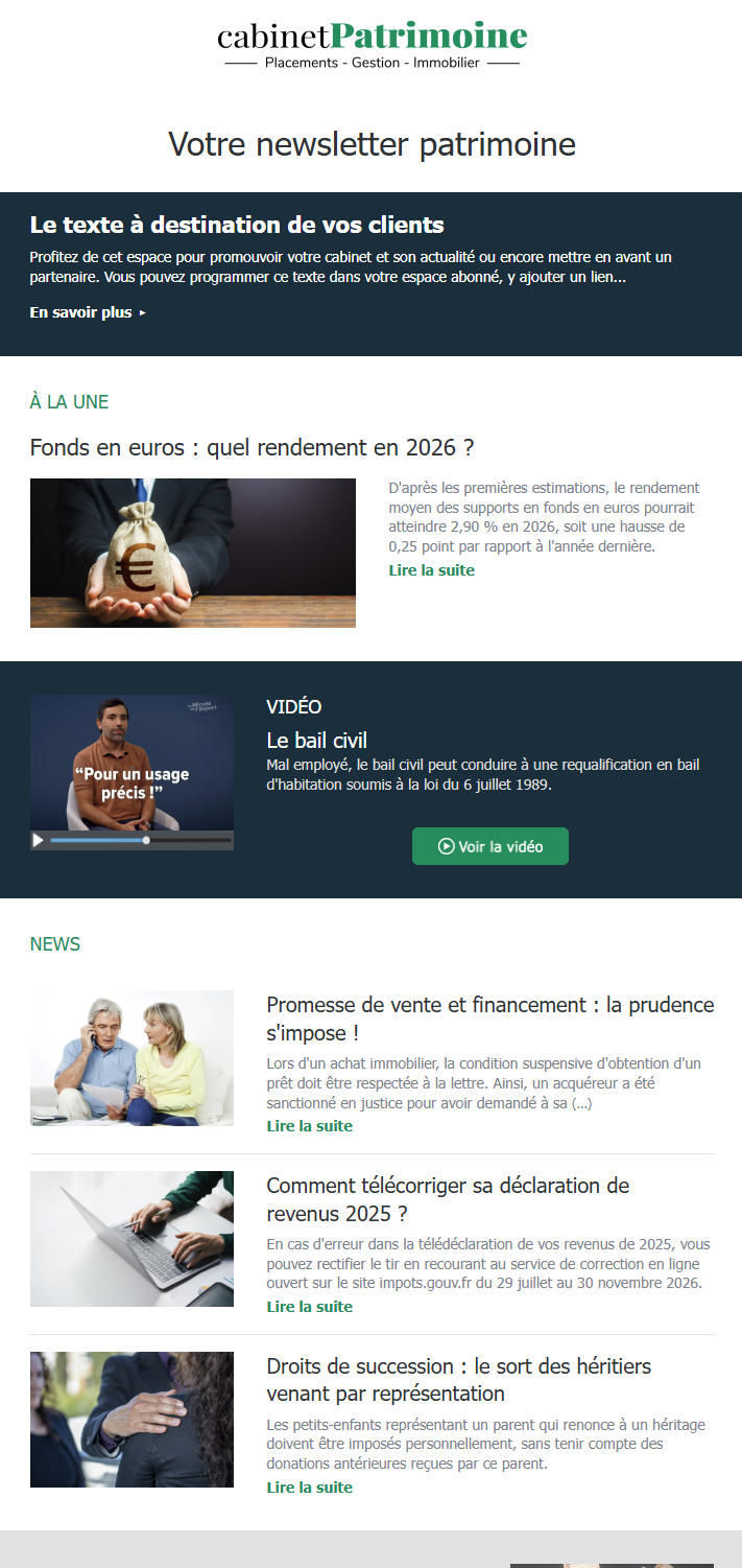 Newsletter Patrimoine