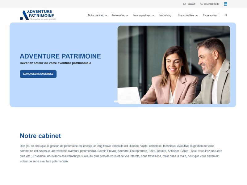 Site internet Adventure Patrimoine